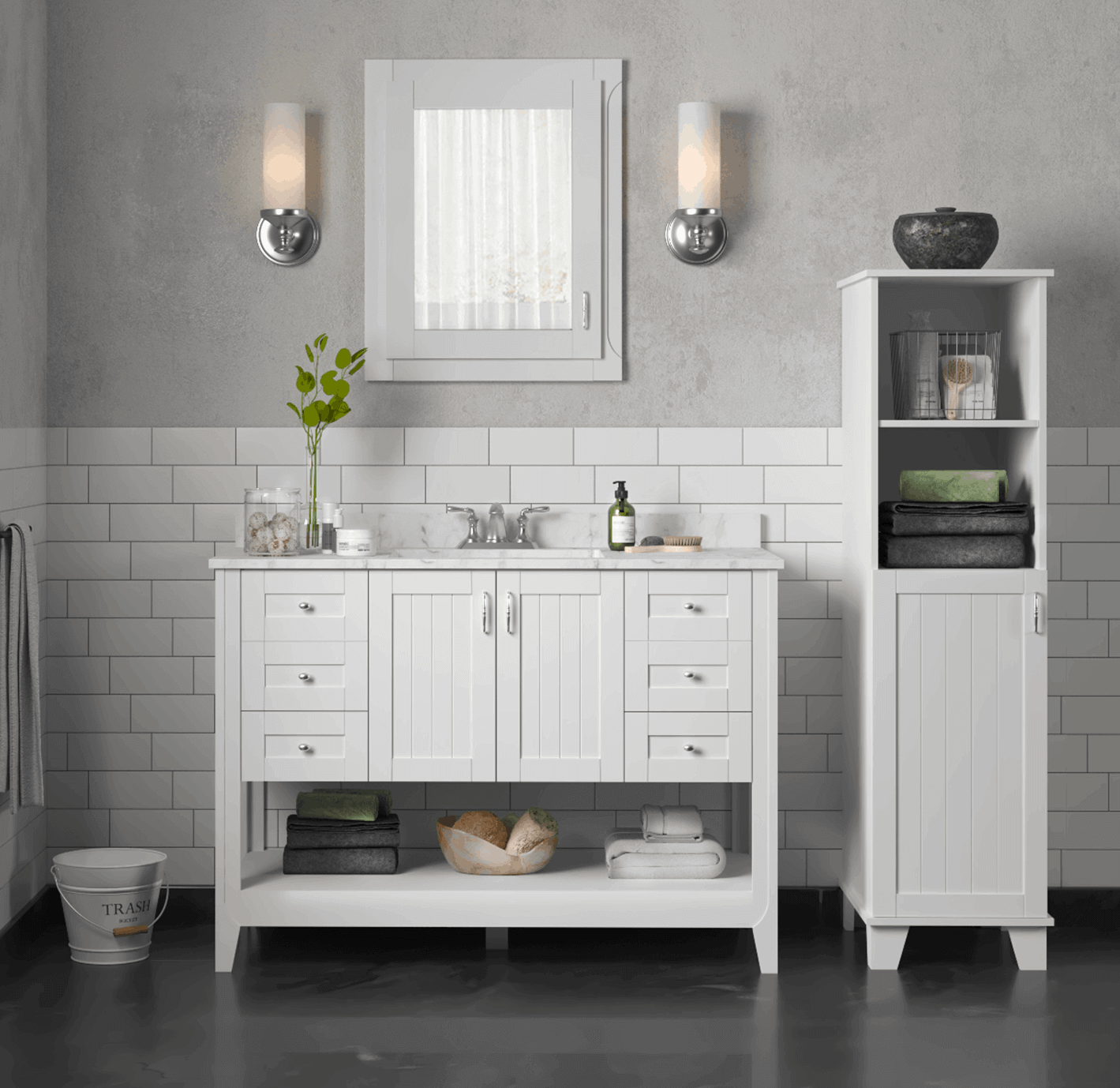 Indygo10 - Bath Vanities, Mirrors, and Storage Cabinet