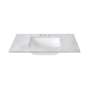 White Sage 37 in. W x 22 in. D Cultured Marble Rectangular Undermount Single Basin Vanity Top