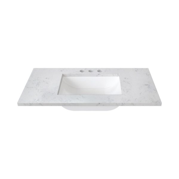 White Sage 37 in. W x 22 in. D Cultured Marble Rectangular Undermount Single Basin Vanity Top