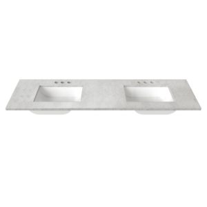 White Sage 61 in. W x 22 in. D Cultured Marble Rectangular Undermount Double Basin Vanity Top