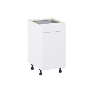 Lily Bright White  Slab Assembled Base Cabinet With a Pull Out (18 in. W x 34.5 in. H x 24 in. D)