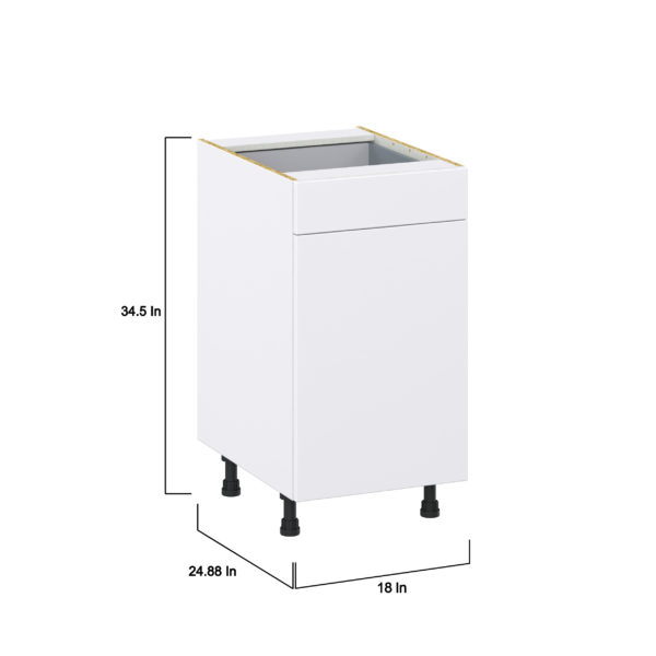 Lily Bright White  Slab Assembled Base Cabinet With a Pull Out (18 in. W x 34.5 in. H x 24 in. D)