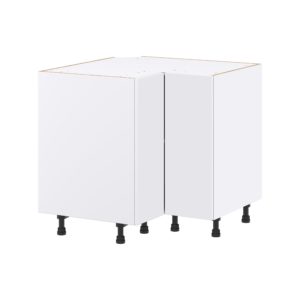 Lily Bright White Slab Assembled Premium Lasy Susan Corner Base Kitchen Cabinet (36 in. W x 34.5 in. H x 24 in. D)