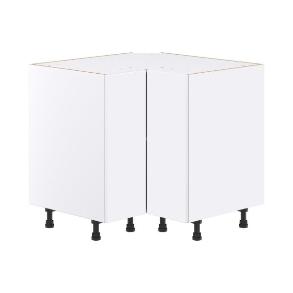 Lily Bright White Slab Assembled Premium Lasy Susan Corner Base Kitchen Cabinet (36 in. W x 34.5 in. H x 24 in. D)