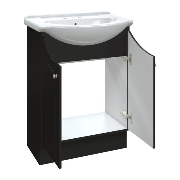 Bellflower 24"W x 17-1/8"D Vanity in Coffee Bean with White Porcelain Vanity Top