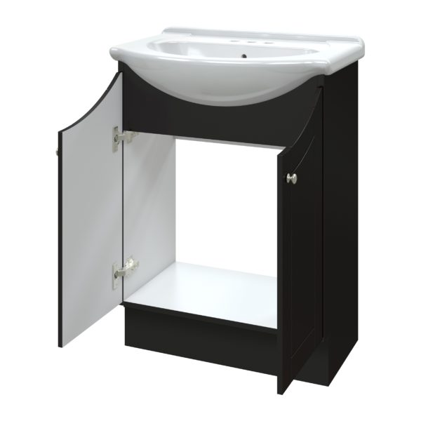 Bellflower 24"W x 17-1/8"D Vanity in Coffee Bean with White Porcelain Vanity Top