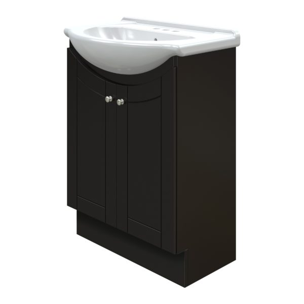 Bellflower 24"W x 17-1/8"D Vanity in Coffee Bean with White Porcelain Vanity Top