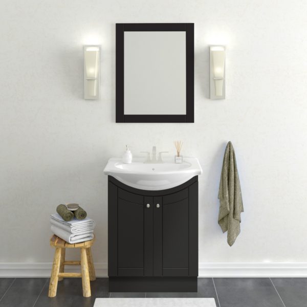 Bellflower 24"W x 17-1/8"D Vanity in Coffee Bean with White Porcelain Vanity Top