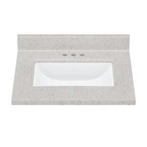 25"W x 22"D Bright Glacier Cultured Marble Vanity Top with Rectangular Integrated Wave Bowl