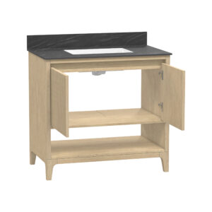 MagickWoods Redmond 37"W Natural blonde Vanity Cabinet with Sintered stone Gray top