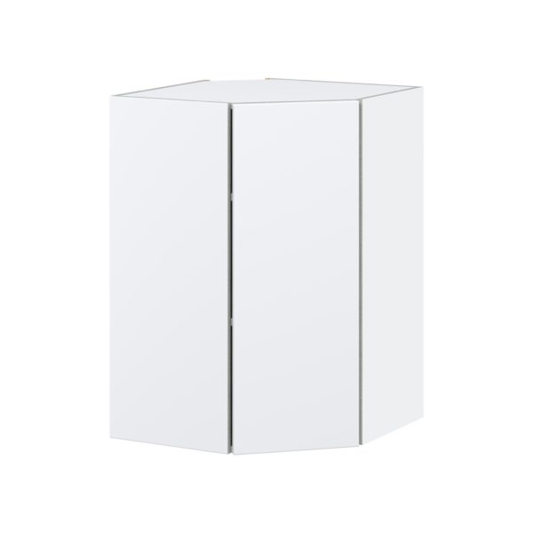 Lily Bright White  Slab Assembled Wall Diagonal Corner Cabinet with a Door (24 in. W x 35 in. H x 24 in. D)