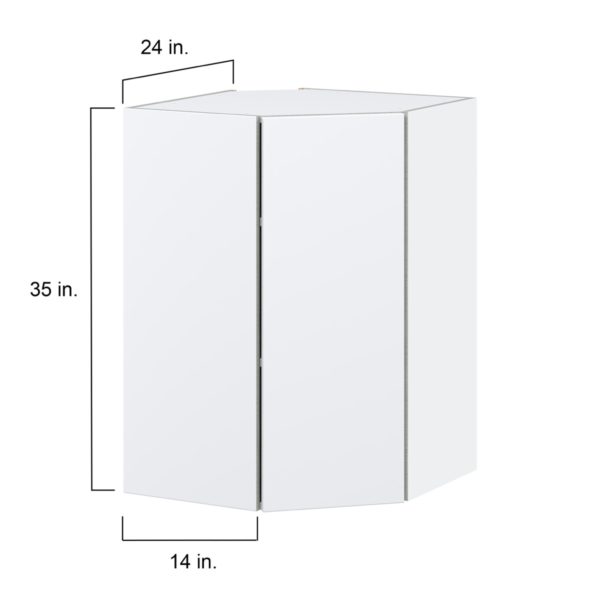 Lily Bright White  Slab Assembled Wall Diagonal Corner Cabinet with a Door (24 in. W x 35 in. H x 24 in. D)