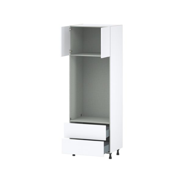 Lily Bright White  Slab Assembled Pantry Micro/Oven Combo  Cabinet with 2 Drawers (30 in. W x 89.5 in. H x 24 in. D)