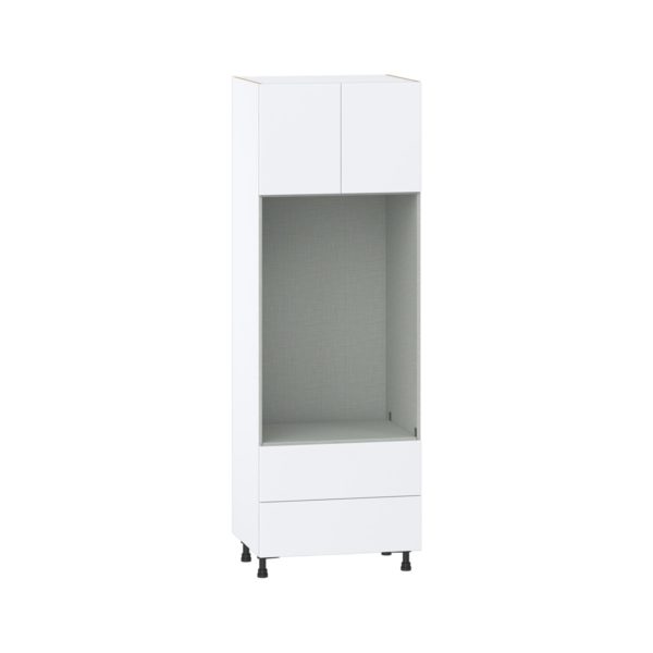 Lily Bright White  Slab Assembled Pantry Micro/Oven Combo  Cabinet with 2 Drawers (30 in. W x 89.5 in. H x 24 in. D)