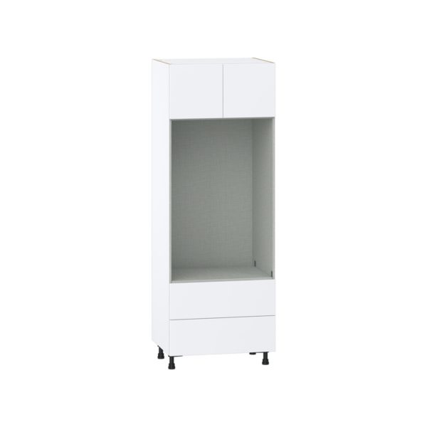 Lily Bright White  Slab Assembled Pantry Micro/Oven Combo  Cabinet with 2 Drawers  (30 in. W x 84.5 in. H x 24 in. D)