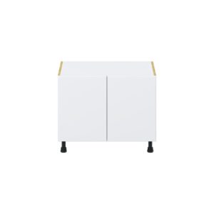 Lily Bright White  Slab Assembled Apron Front Sink Base Cabinet (30 in. W x 24.5 in. H x 24 in. D)