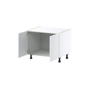 Lily Bright White  Slab Assembled Apron Front Sink Base Cabinet (30 in. W x 24.5 in. H x 24 in. D)