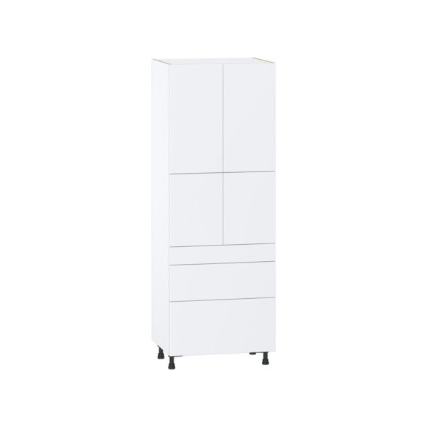 Lily Bright White  Slab Assembled Pantry  Cabinet with 2 Inner Drawers (30 in. W x 84.5 in. H x 24 in. D)