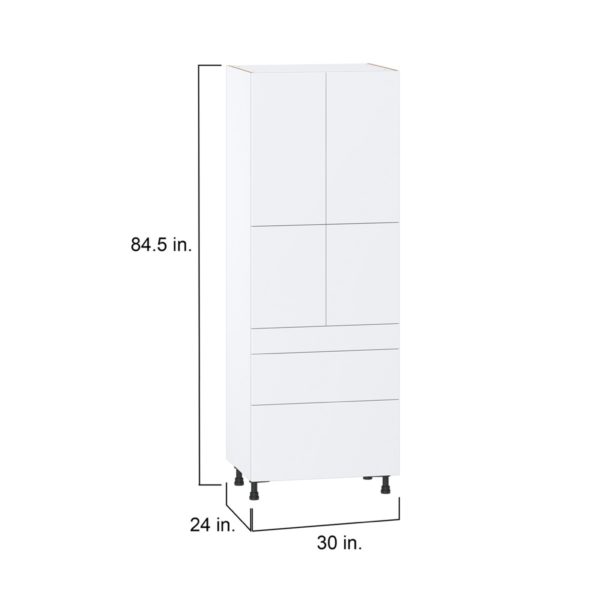 Lily Bright White  Slab Assembled Pantry  Cabinet with 2 Inner Drawers (30 in. W x 84.5 in. H x 24 in. D)