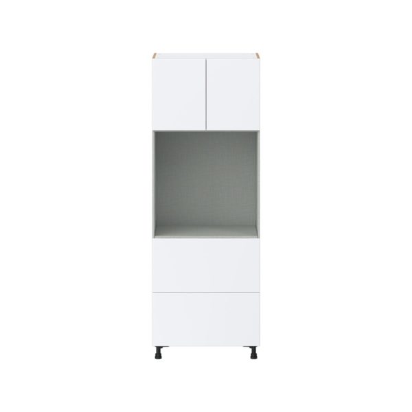 Lily Bright White  Slab Assembled Single Oven  Cabinet with 2 Drawers (30 in. W x 84.5 in. H x 24 in. D)