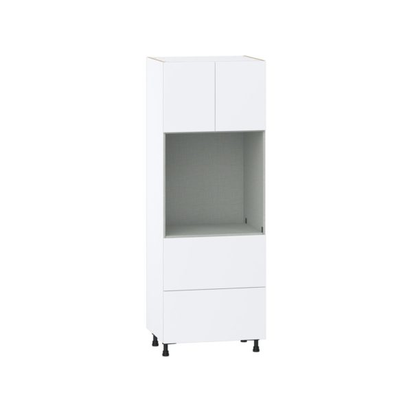 Lily Bright White  Slab Assembled Single Oven  Cabinet with 2 Drawers (30 in. W x 84.5 in. H x 24 in. D)