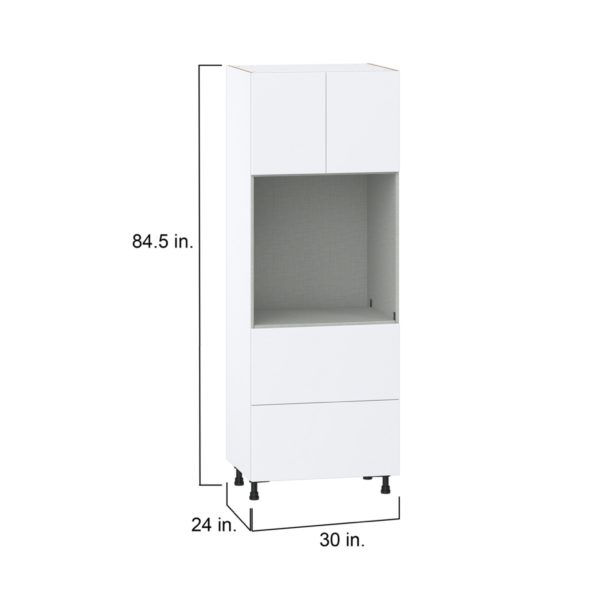 Lily Bright White  Slab Assembled Single Oven  Cabinet with 2 Drawers (30 in. W x 84.5 in. H x 24 in. D)