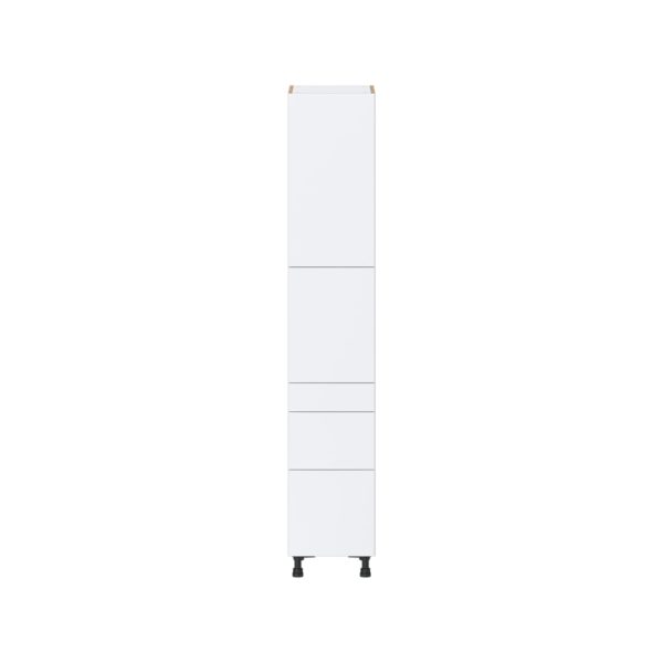 Lily Bright White  Slab Assembled Pantry  Cabinet with 2 Inner Drawers (15 in. W x 84.5 in. H x 24 in. D)