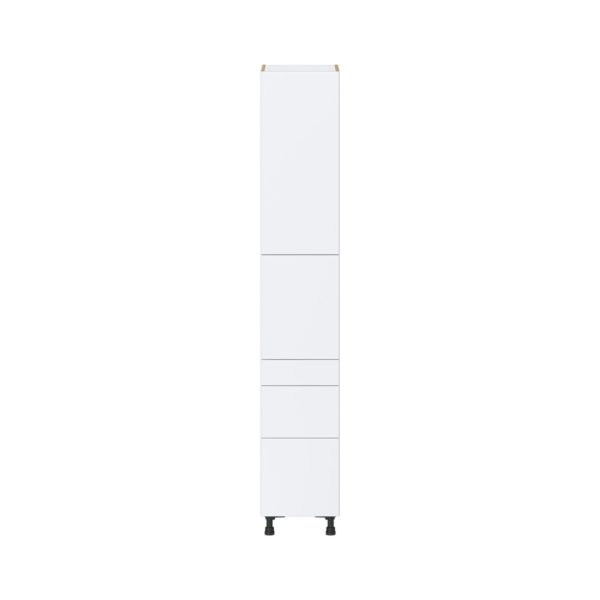 Lily Bright White  Slab Assembled Pantry  Cabinet with 3 Drawers and 2 Inner Drawers (15 in. W x 89.5 in. H x 24 in. D)