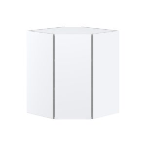 Lily Bright White  Slab Assembled Wall Diagonal Corner Cabinet with a Door (24 in. W x 30 in. H x 24 in. D)