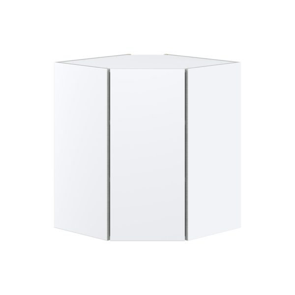 Lily Bright White  Slab Assembled Wall Diagonal Corner Cabinet with a Door (24 in. W x 30 in. H x 24 in. D)