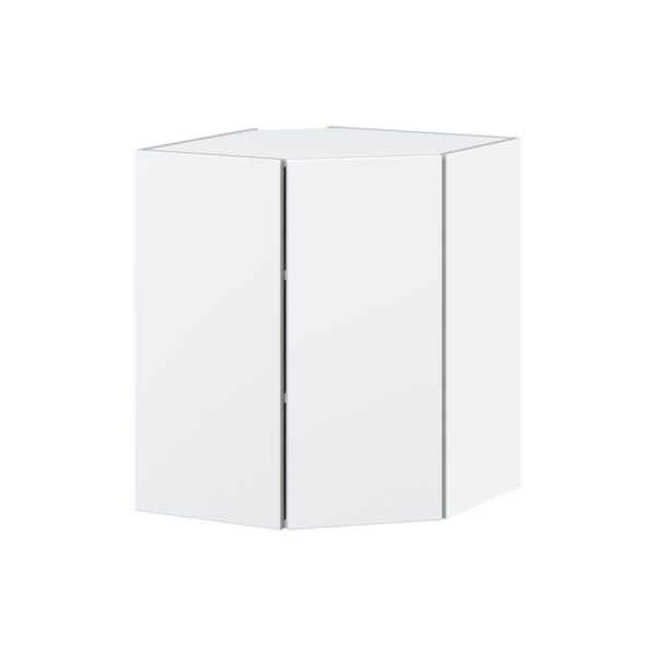 Lily Bright White  Slab Assembled Wall Diagonal Corner Cabinet with a Door (24 in. W x 30 in. H x 24 in. D)