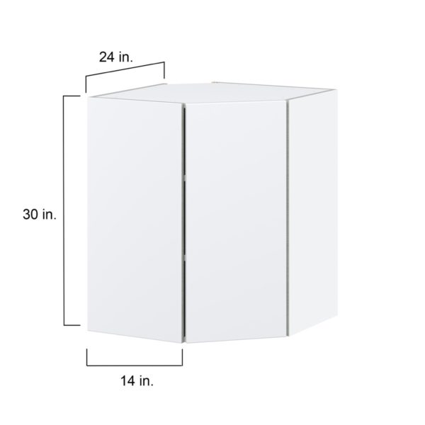 Lily Bright White  Slab Assembled Wall Diagonal Corner Cabinet with a Door (24 in. W x 30 in. H x 24 in. D)