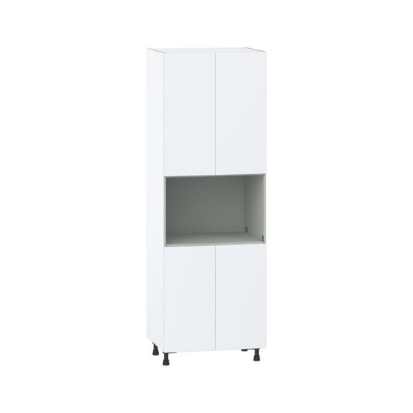 Lily Bright White  Slab Assembled Pantry Micro/Oven  Cabinet (30 in. W x 89.5 in. H x 24 in. D)