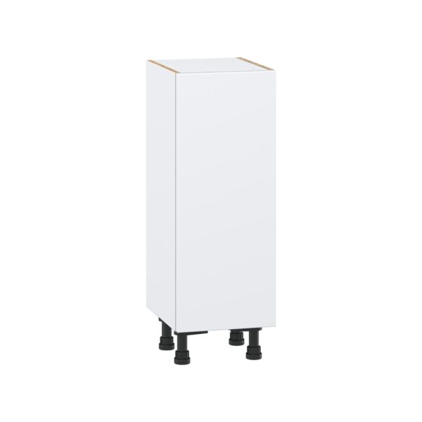 Lily Bright White  Slab Assembled Shallow Base Cabinet with a Full High Door (12 in. W x 34.5 in. H x 14 in. D)