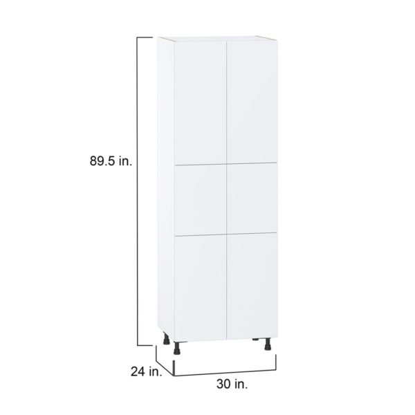 Lily Bright White  Slab Assembled Pantry  Cabinet with 5 Shelves (30 in. W x 89.5 in. H x 24 in. D)