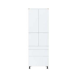 Lily Bright White  Slab Assembled Pantry  Cabinet with 3 Drawers and 2 Inner Drawers (30 in. W x 89.5 in. H x 24 in. D)