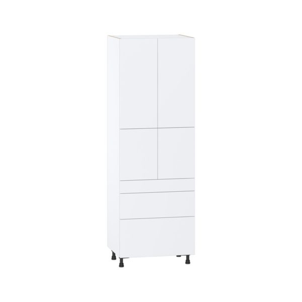 Lily Bright White  Slab Assembled Pantry  Cabinet with 3 Drawers and 2 Inner Drawers (30 in. W x 89.5 in. H x 24 in. D)