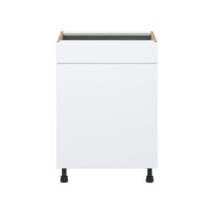 Lily Bright White   Slab Assembled Sink Base Cabinet with 1 Door and 1 False Front (24 in. W x 34.5 in. H x 24 in. D)