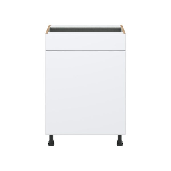 Lily Bright White   Slab Assembled Sink Base Cabinet with 1 Door and 1 False Front (24 in. W x 34.5 in. H x 24 in. D)