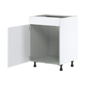 Lily Bright White   Slab Assembled Sink Base Cabinet with 1 Door and 1 False Front (24 in. W x 34.5 in. H x 24 in. D)