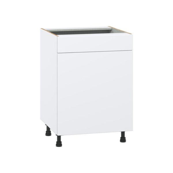 Lily Bright White   Slab Assembled Sink Base Cabinet with 1 Door and 1 False Front (24 in. W x 34.5 in. H x 24 in. D)