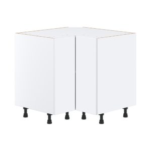 Lily Bright White  Slab Assembled Lazy Susan Corner Base Cabinet (36 in. W x 34.5 in. H x 24 in. D)