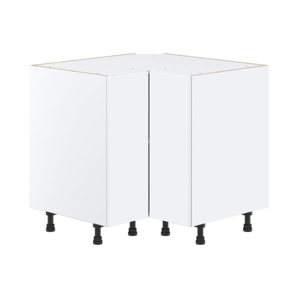 Lily Bright White  Slab Assembled Lazy Susan Corner Base Cabinet (36 in. W x 34.5 in. H x 24 in. D)