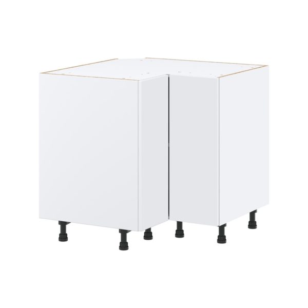 Lily Bright White  Slab Assembled Lazy Susan Corner Base Cabinet (36 in. W x 34.5 in. H x 24 in. D)