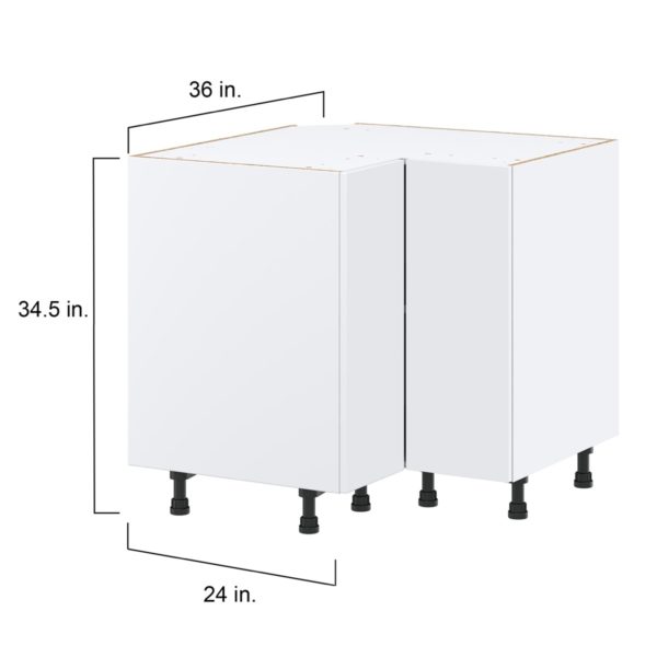 Lily Bright White  Slab Assembled Lazy Susan Corner Base Cabinet (36 in. W x 34.5 in. H x 24 in. D)