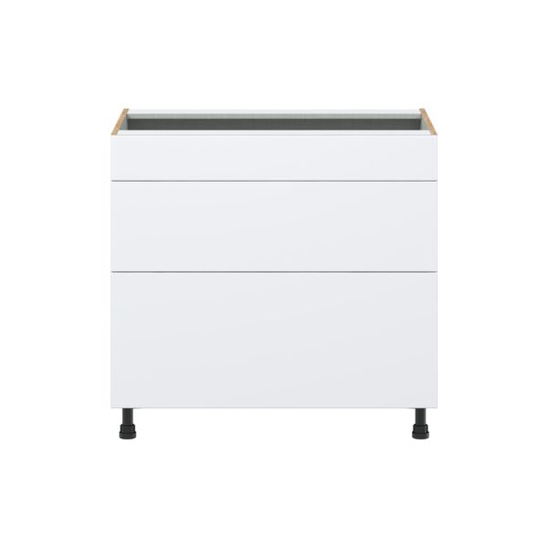 Lily Bright White  Slab Assembled Cooktop Base Cabinet with Drawers and False Front (36 in. W x 34.5 in. H x 24 in. D)