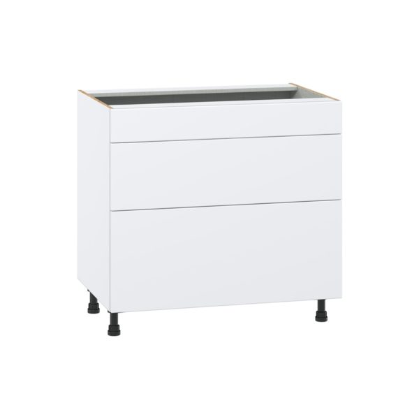 Lily Bright White  Slab Assembled Cooktop Base Cabinet with Drawers and False Front (36 in. W x 34.5 in. H x 24 in. D)