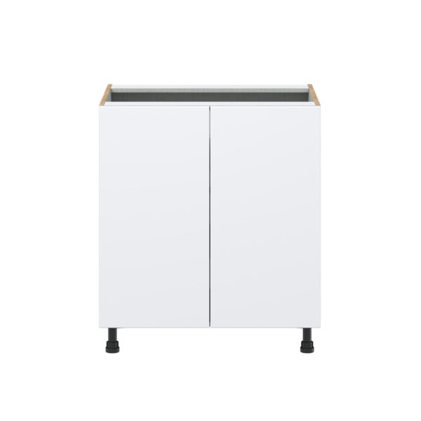 Lily Bright White  Slab Assembled Base Cabinet with 2 Full High Doors and 3 Inner Drawers (30 in. W x 34.5 in. H x 24 in. D)