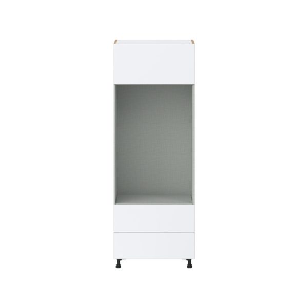 Lily Bright White  Slab Assembled Pantry Micro/Oven  Cabinet with 2 Drawers (30 in. W x 84.5 in. H x 24 in. D)