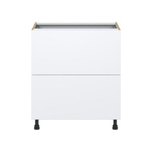 Lily Bright White  Slab Assembled Base Cabinet with 2 Drawers and 1 Inner Drawer (30 in. W x 34.5 in. H x 24 in. D)